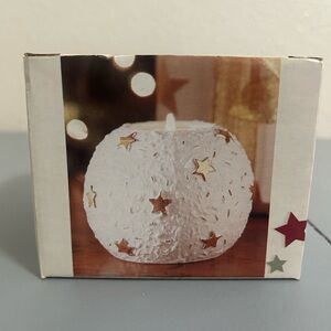 Starry White and Gold Holiday Candle Holder